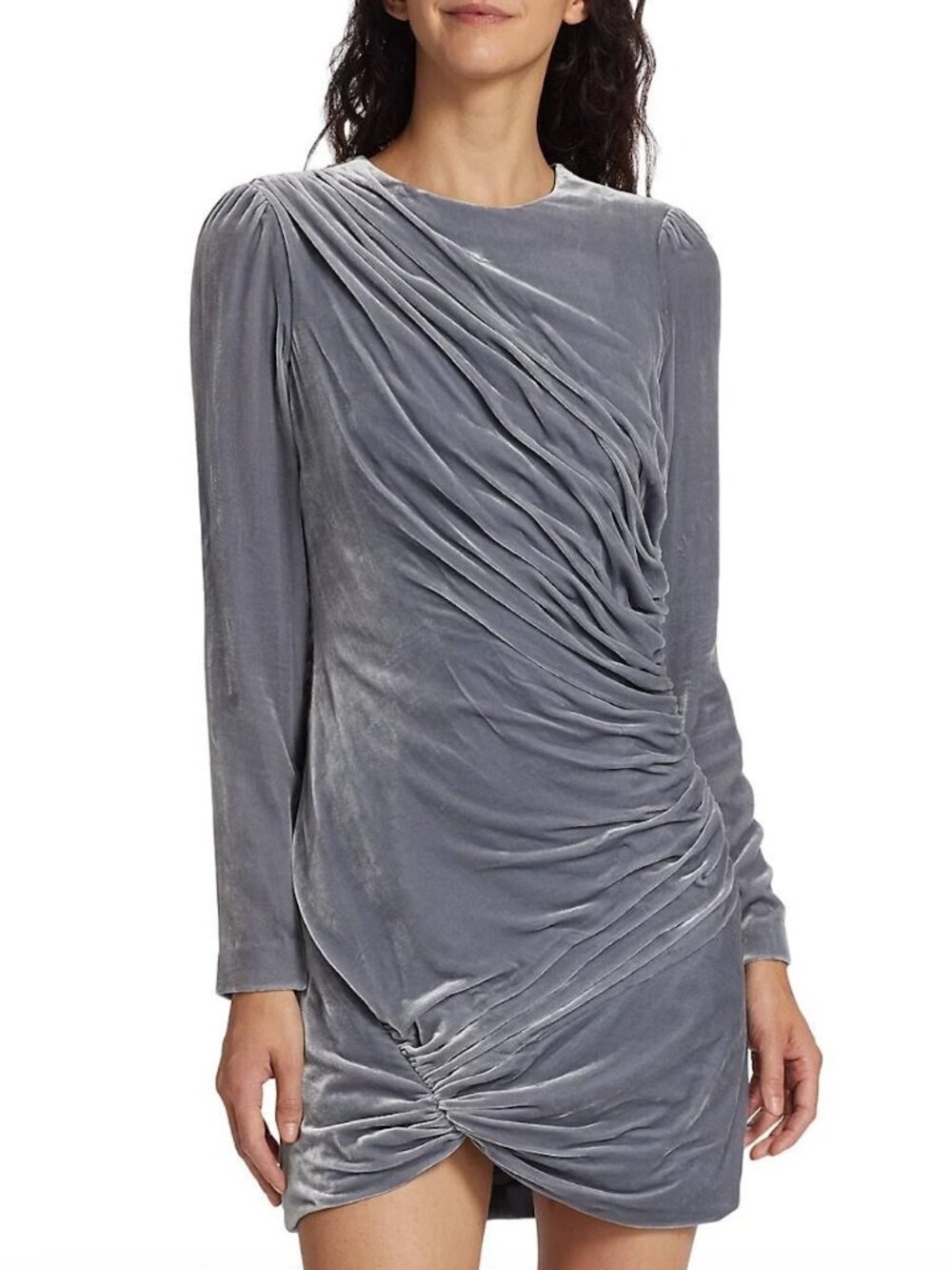 Cinq a Sept Rebeka Velvet Gathered Drape Mini Dress Size 2